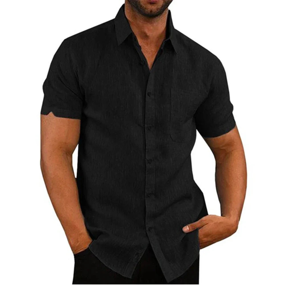 Cotton Linen Short-Sleeved Shirt